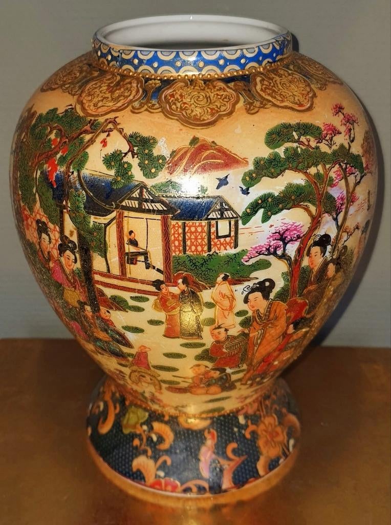 vaas chinese japanse
handgeschilderde kleurrijk, Ophalen of Verzenden