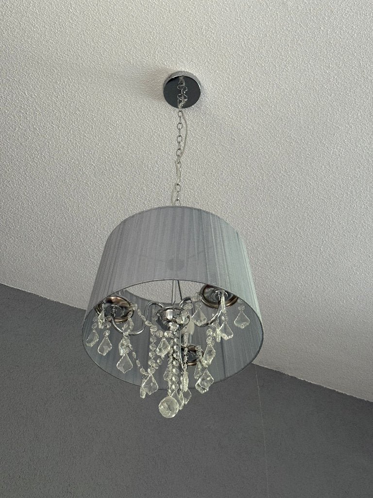 Hanglamp en kroonluchter grijs, Ophalen, E14 (klein), Modern, Textiel