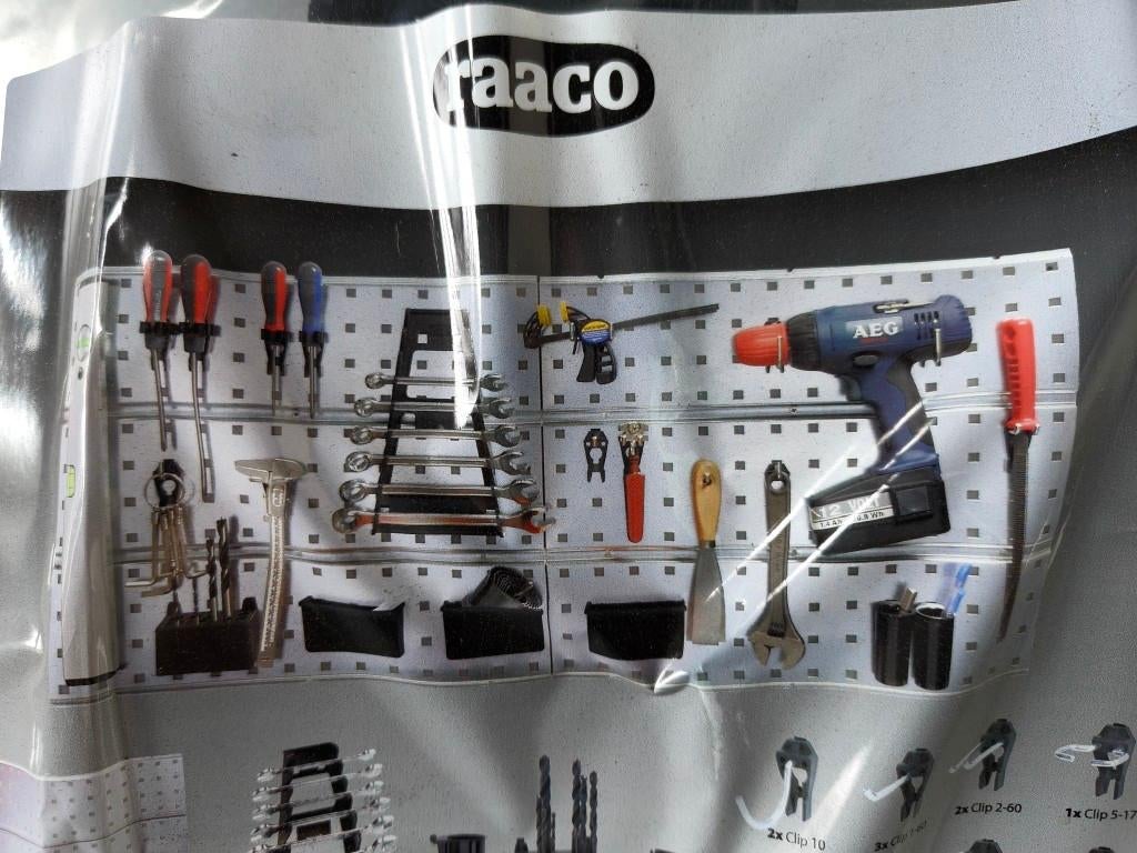 Raaco wandrek Clipkit 22, 2x paneel en 22 haken, Nieuw, Ophalen of Verzenden, Raaco, /