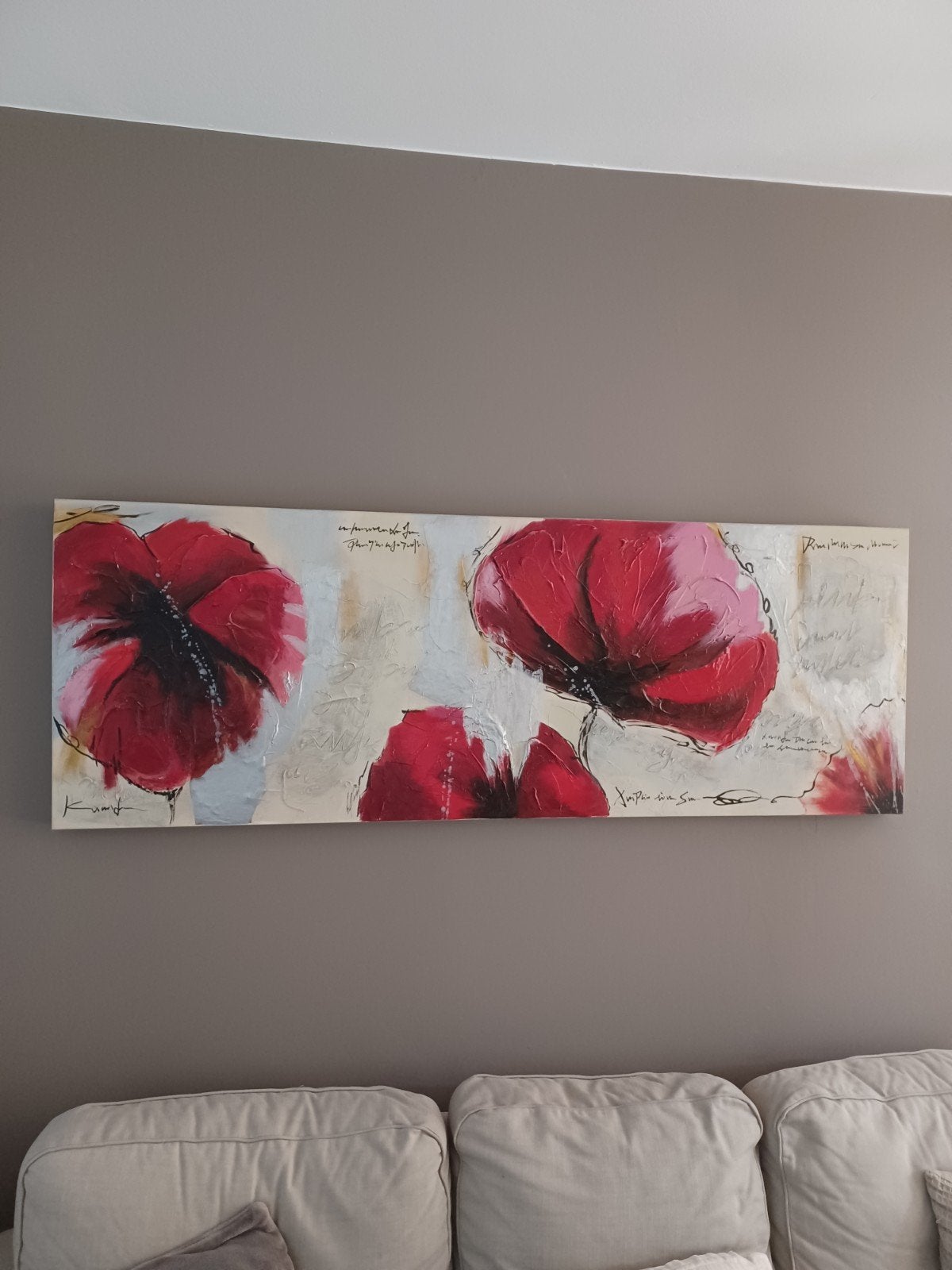 Schilderij klaprozen, Antiek en Kunst, Kunst | Schilderijen | Modern, Ophalen, Op houten frame, Olieverf, Bloemen