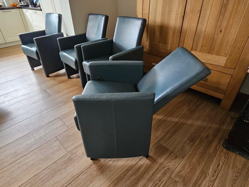 6 Eetkamerstoelen met verstelbare rugleuning, Huis en Inrichting, Ophalen, Gebruikt, Overige kleuren, Leer