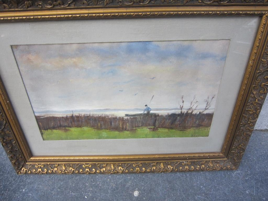 J.ZELDENRUST, Typische Haagseschool aquarel Waterplas./man, Antiek en Kunst, Ophalen of Verzenden