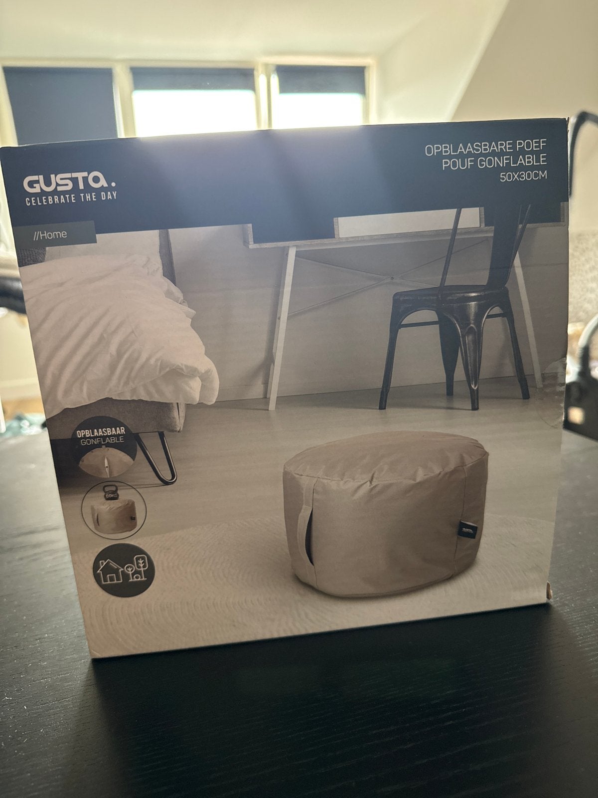 Gusta Opblaasbare Poef 50x30cm - Nieuw in doos, Ophalen, Nieuw