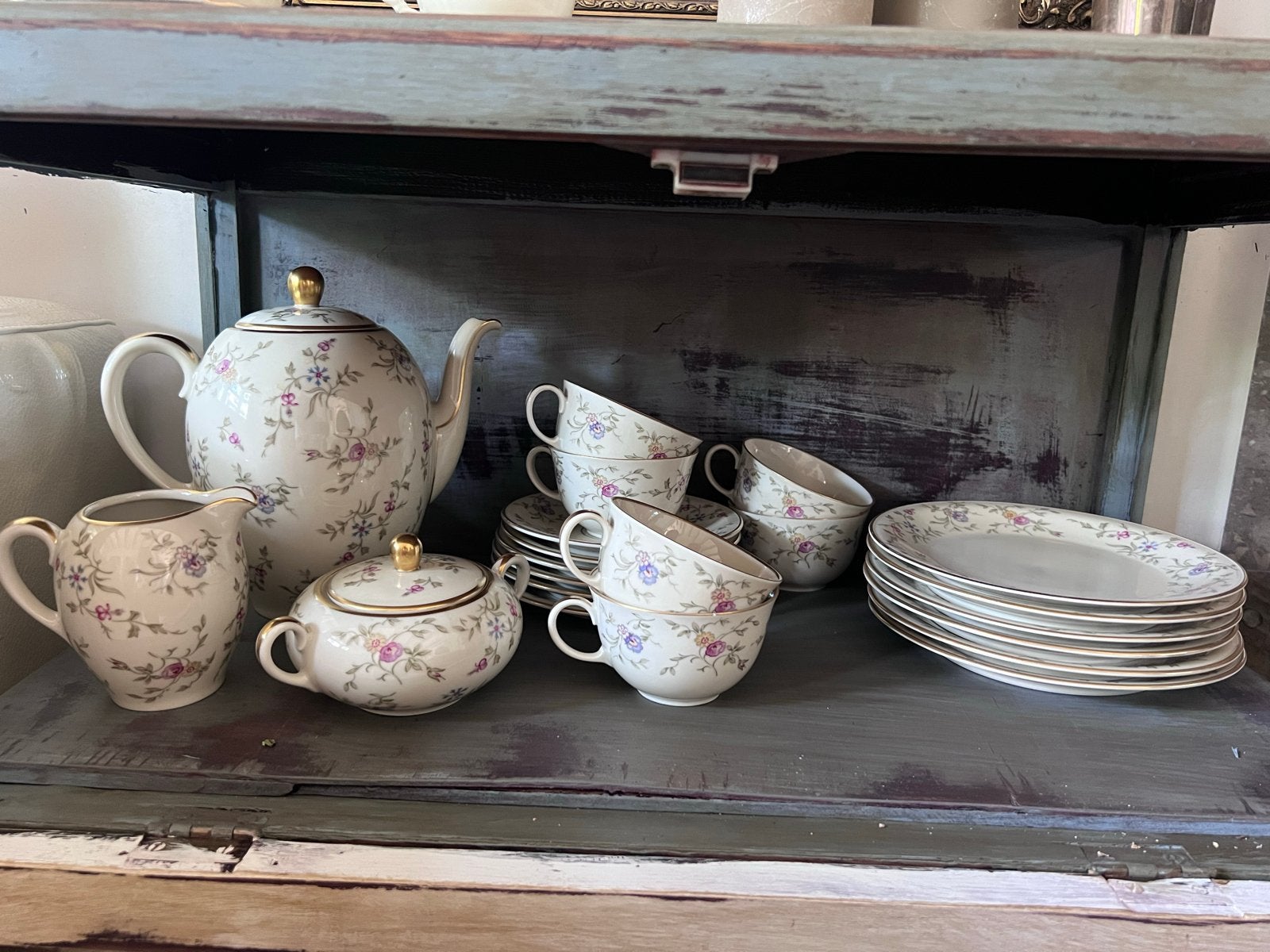 Vintage Fürstenberg theeservies met bloemmotief, Antiek en Kunst, Antiek | Servies los, Ophalen