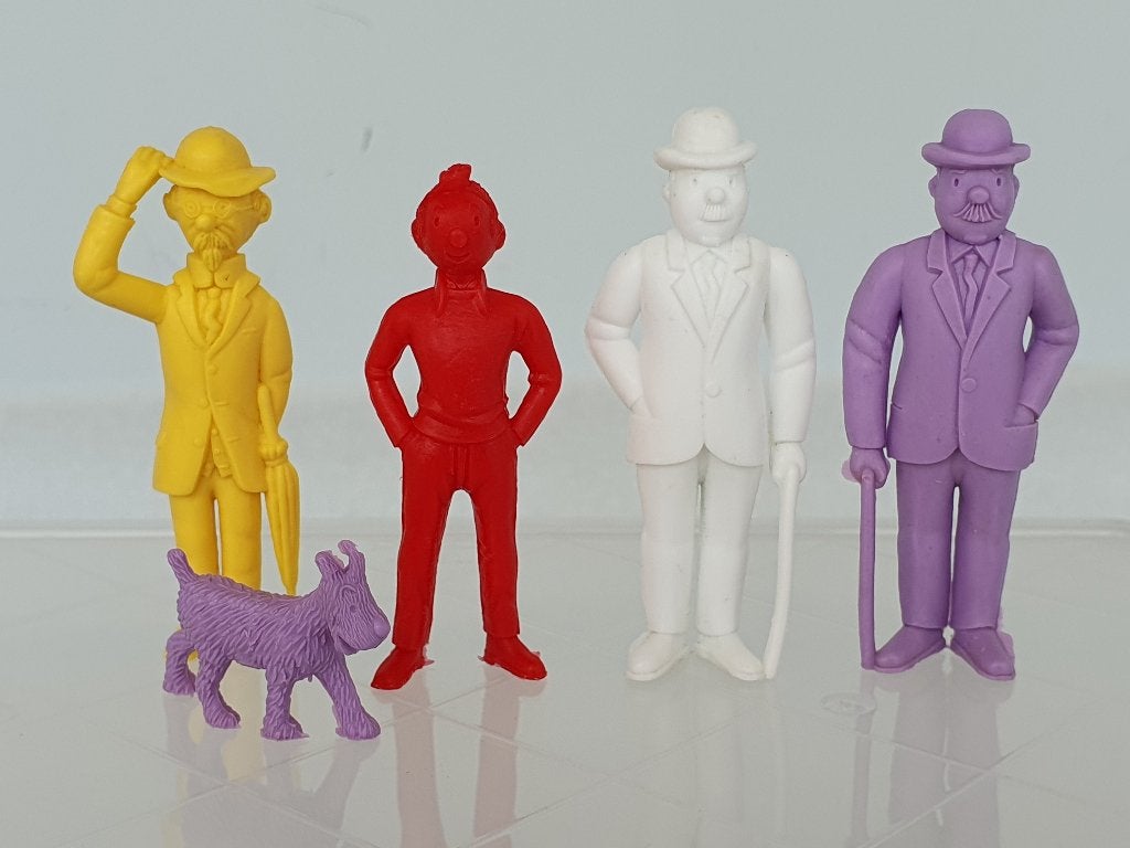 Lot van 5 Kuifje Tintin figuren (Esso, Belvision) (1), Ophalen of Verzenden, Kuifje, Gebruikt, Beeldje of Figuurtje