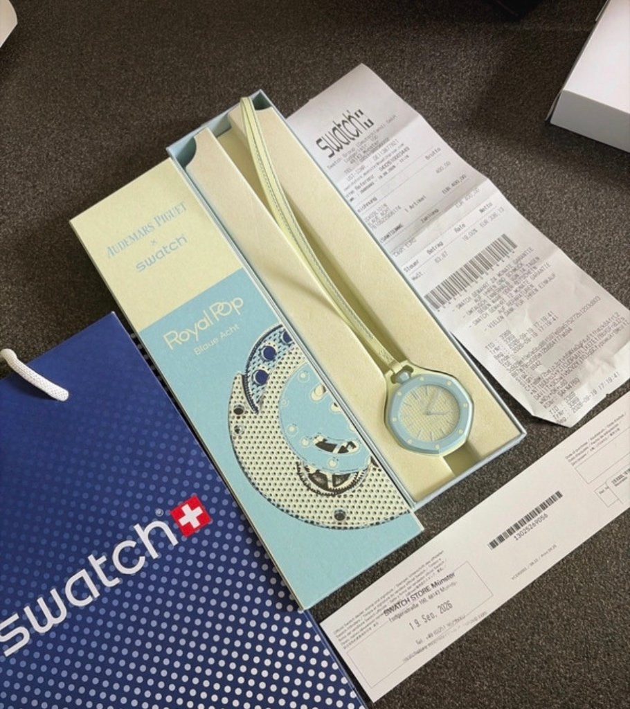 Swatch x Audemars Piguet Blaue Acht + Witte Rubber Strap, Overige materialen, Polshorloge, Nieuw, Ophalen of Verzenden