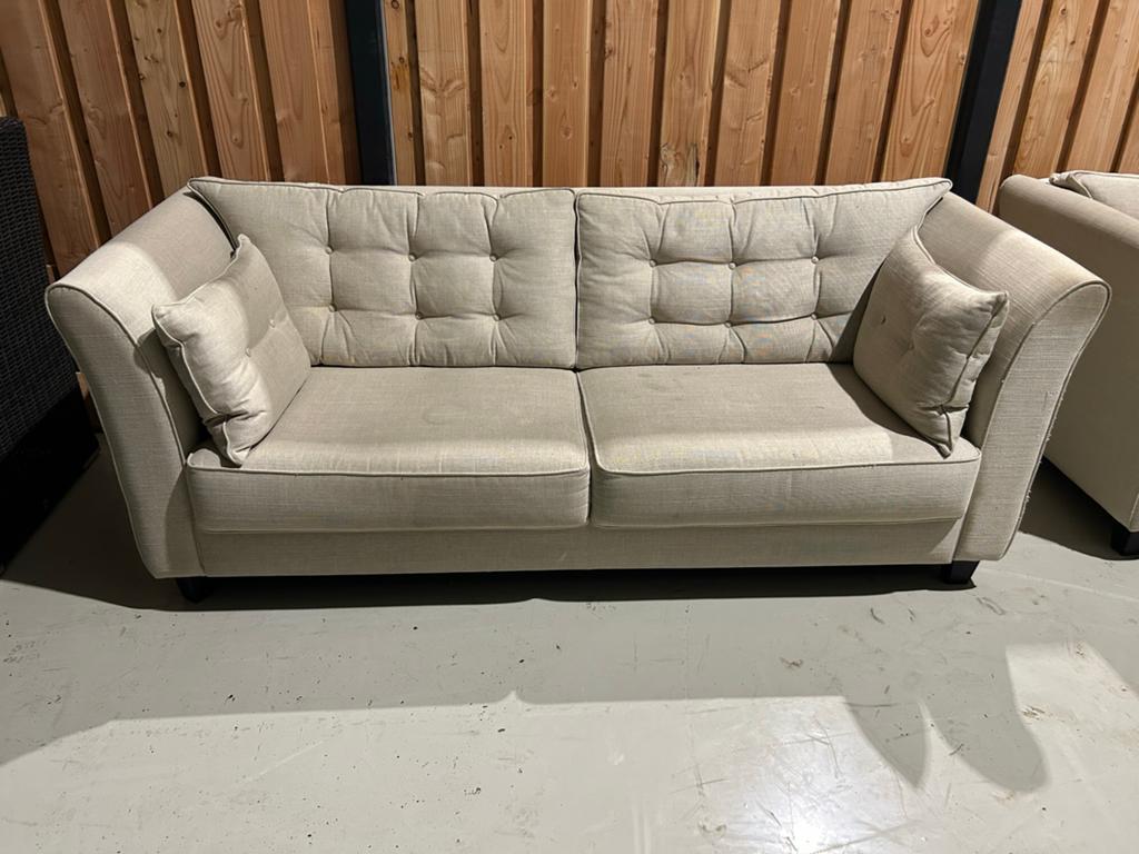 Schitterende crème 2- en 3-zitsbank Woonhuis Elspeet, ., Driepersoons, 75 tot 100 cm, Ophalen of Verzenden