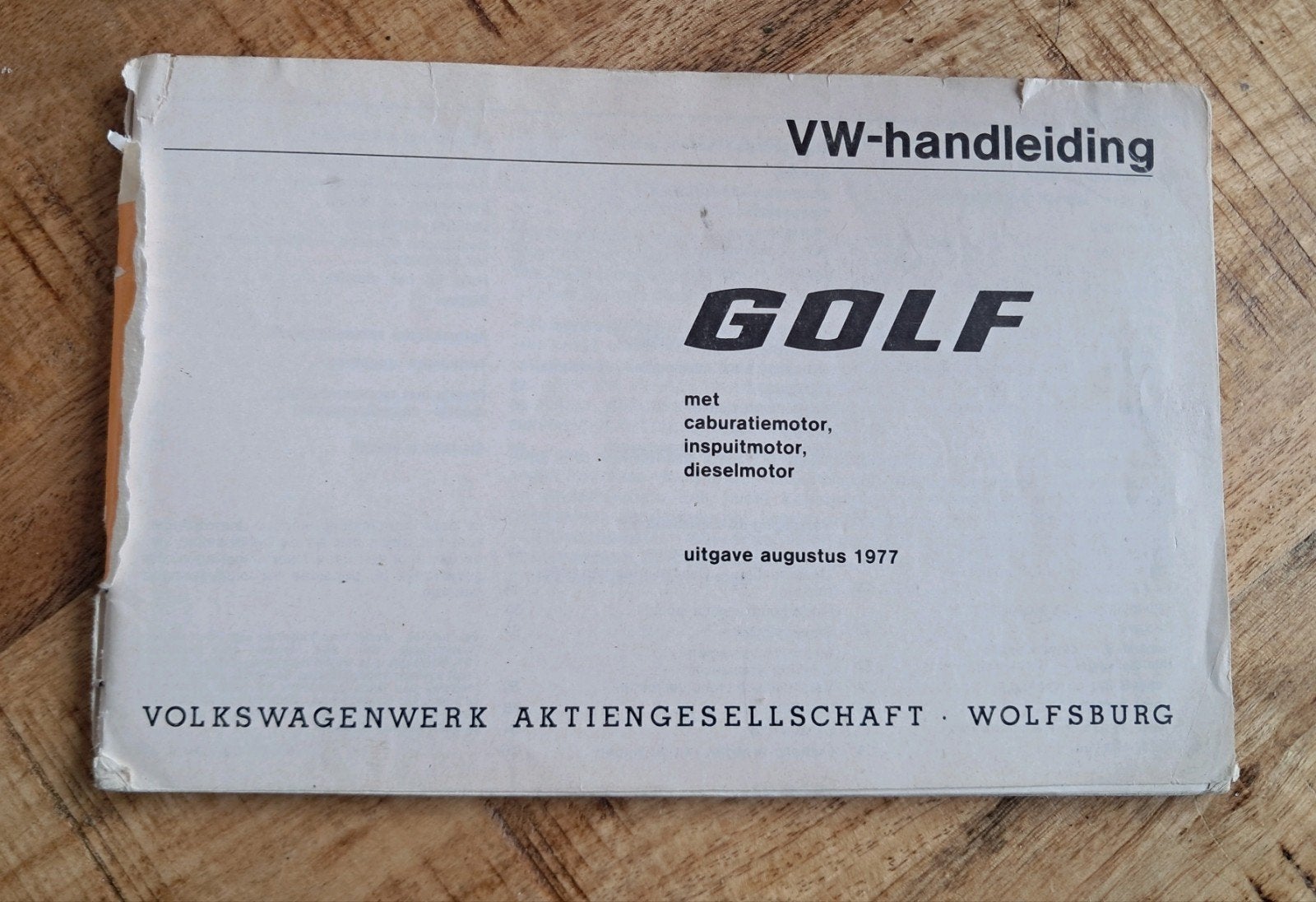 VW Golf1 Handleiding - Uitgave Augustus 1977, Ophalen of Verzenden