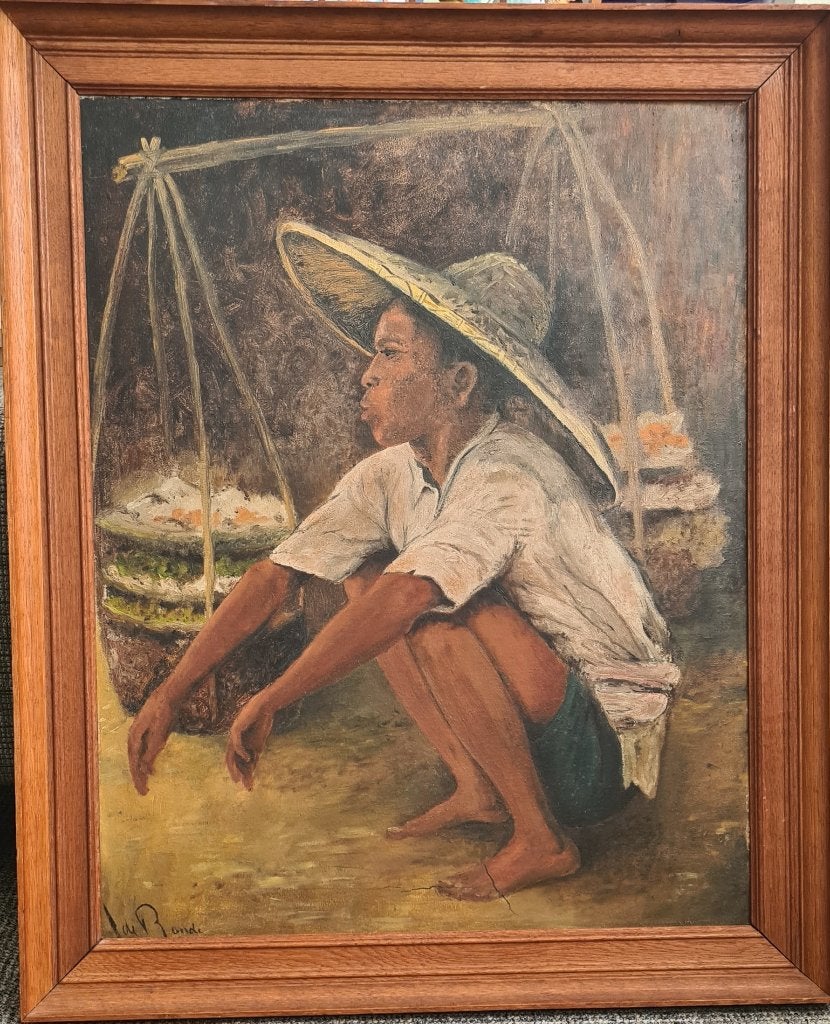 naar Willem Gerard Hofker, Pasar Bogor, Ophalen, Doek, Portret of Personen, Olieverf