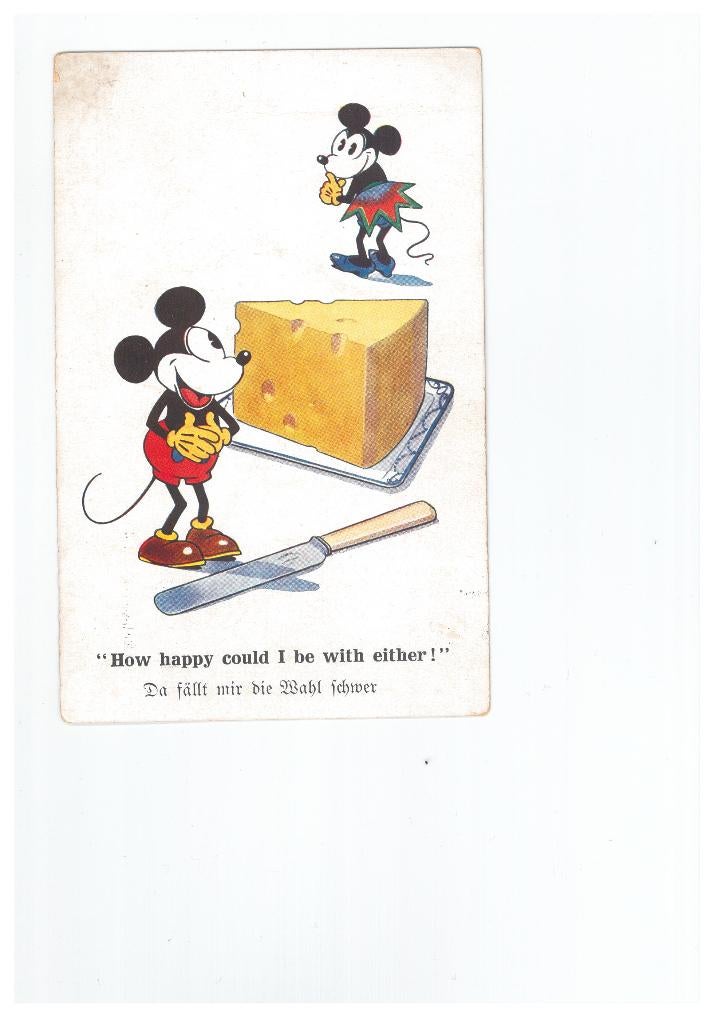 oud Disney Mickey Mouse UK AIR kaart 1930 Engels / Duits, Verzamelen, Ophalen of Verzenden, 1920 tot 1940, Ongelopen, Overige thema's