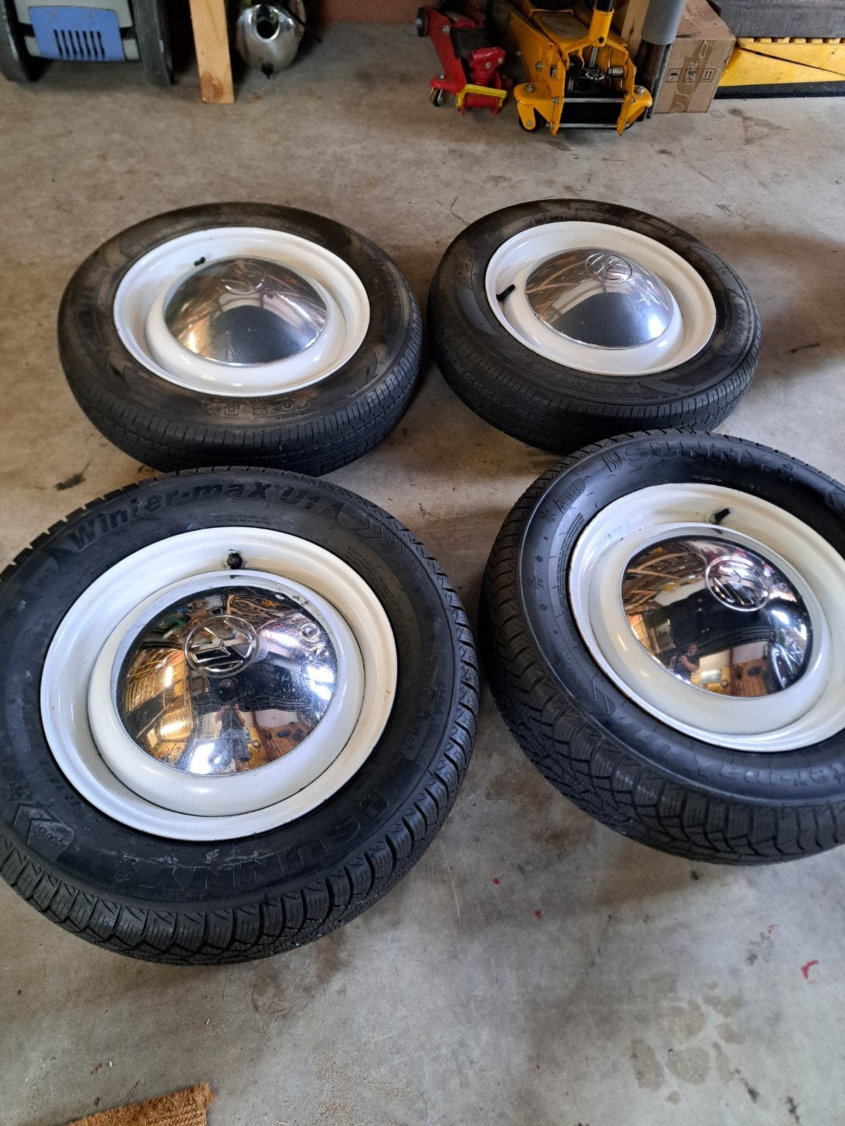 4x Smoothie velgen met wieldoppen voor Kever/Karmann Ghia, Auto-onderdelen, Ophalen, Zomerbanden, Velg(en)
