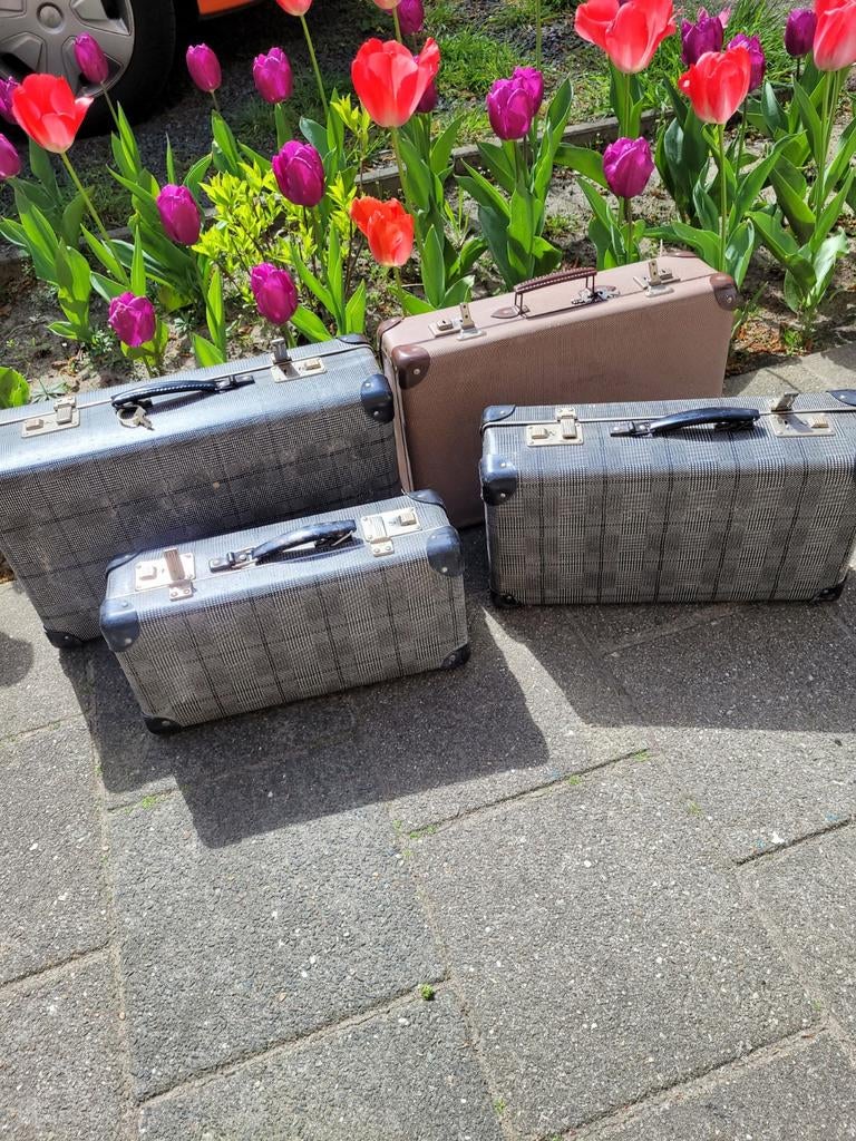 Vintage Koffers - Decoratie of Gebruik, 60 tot 70 cm, Overige materialen, Gebruikt, Slot