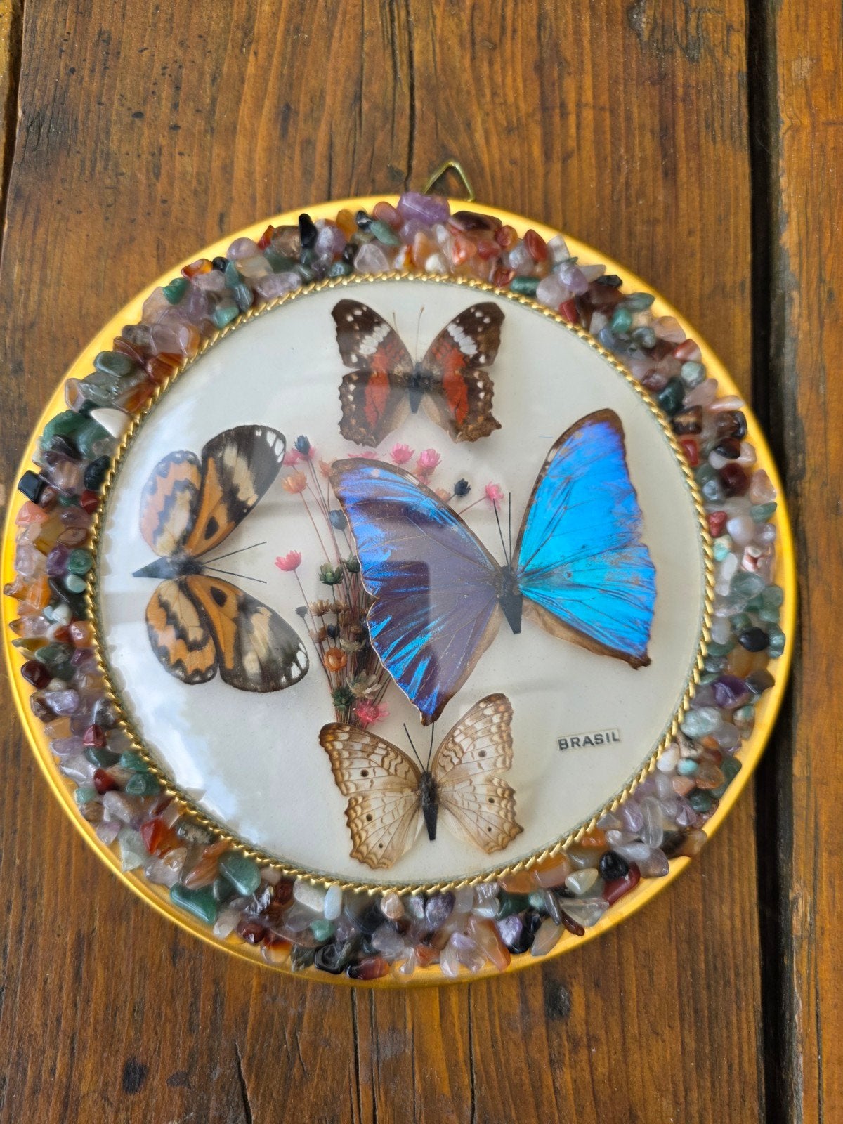 antiek bolglas met vlinders Brasil, Ophalen of Verzenden