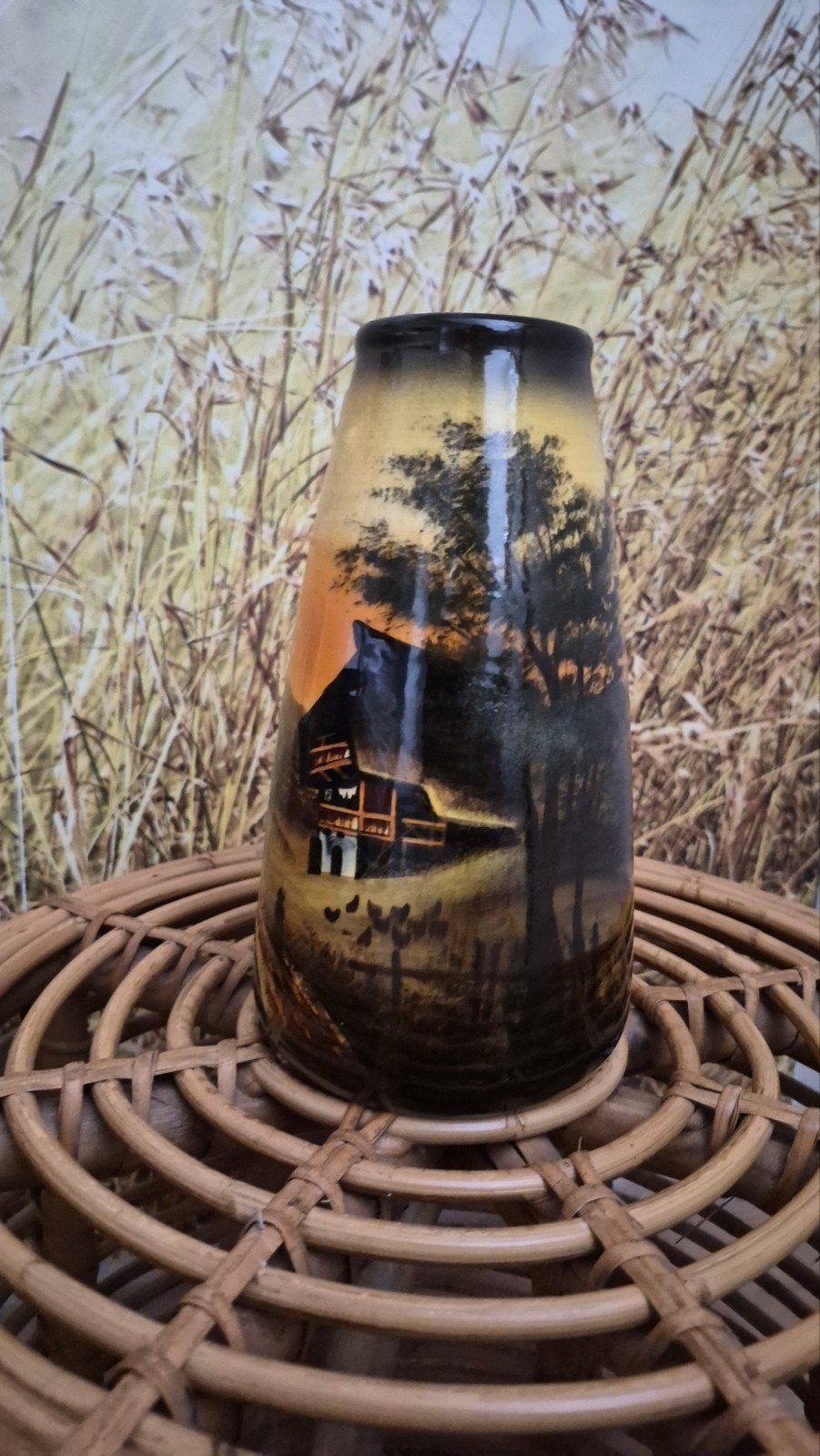 Vintage Schramberg SMF Majolica Vaas - duits, Ophalen of Verzenden
