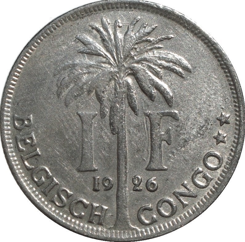 Belgisch-Congo 1 franc 1926 (NLD), Ophalen of Verzenden, Overige landen, Losse munt