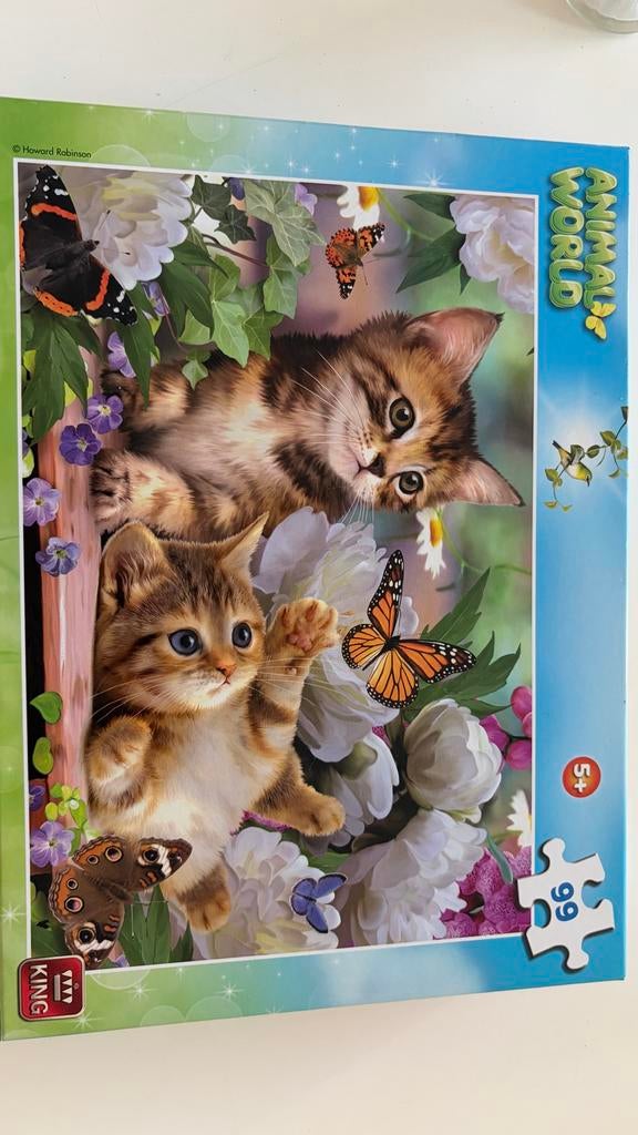 King Puzzel Animal World - Kittens & Vlinders (99 stukjes), Ophalen, Meer dan 50 stukjes, Gebruikt, 6 jaar of ouder