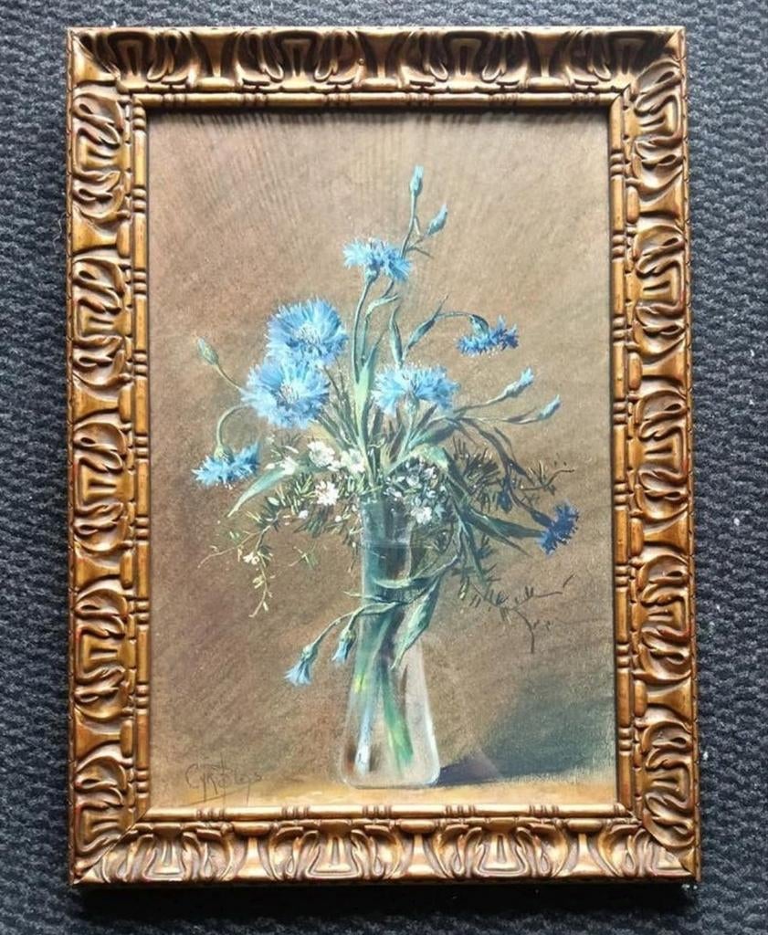 Cyriacus Bleijs (1895-1976) - Stilleven met korenbloemen, Antiek en Kunst, Kunst | Schilderijen | Klassiek, Ophalen of Verzenden