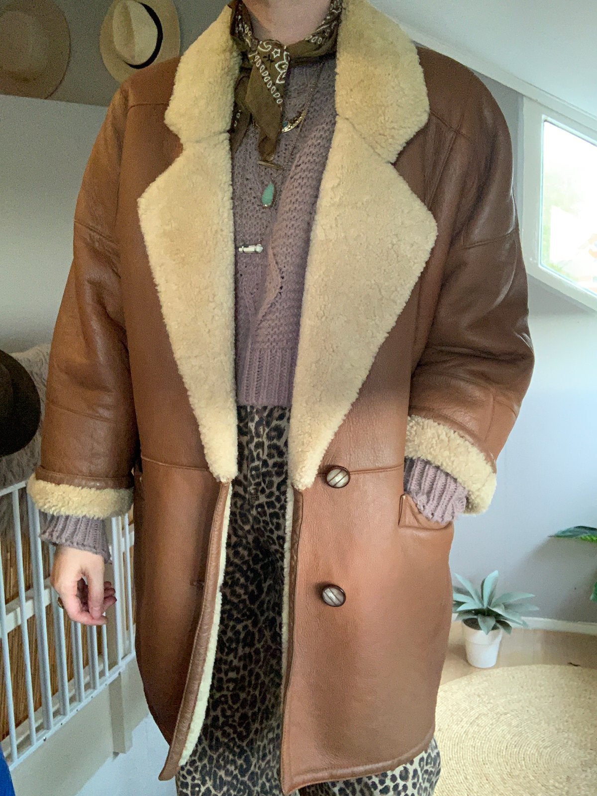 Vintage bomberjack lammy coat M L, Maat 38/40 (M), _, Ophalen of Verzenden, Zo goed als nieuw
