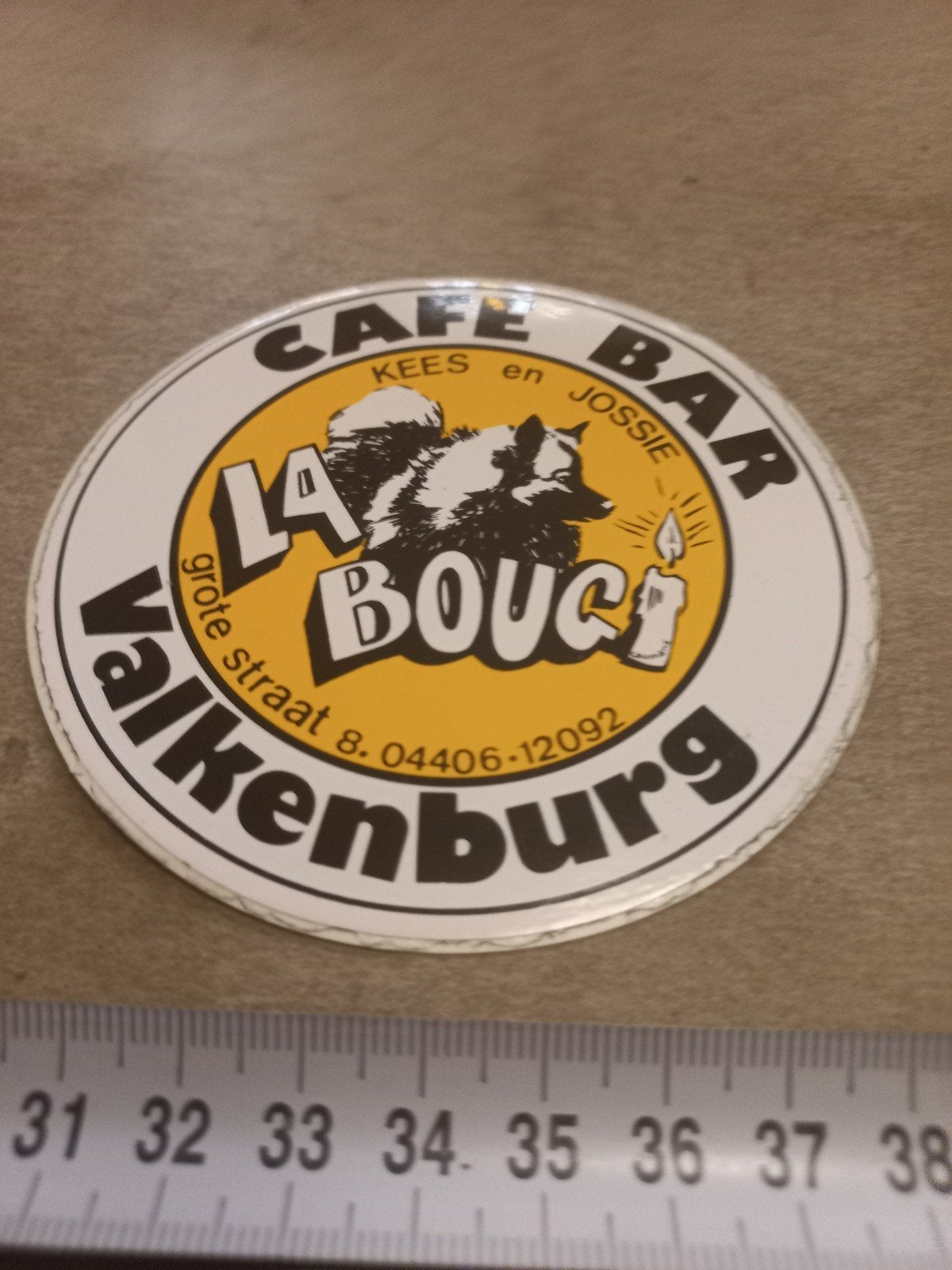 Vintage sticker Cafe Bar La Bougi Valkenburg, Ophalen of Verzenden