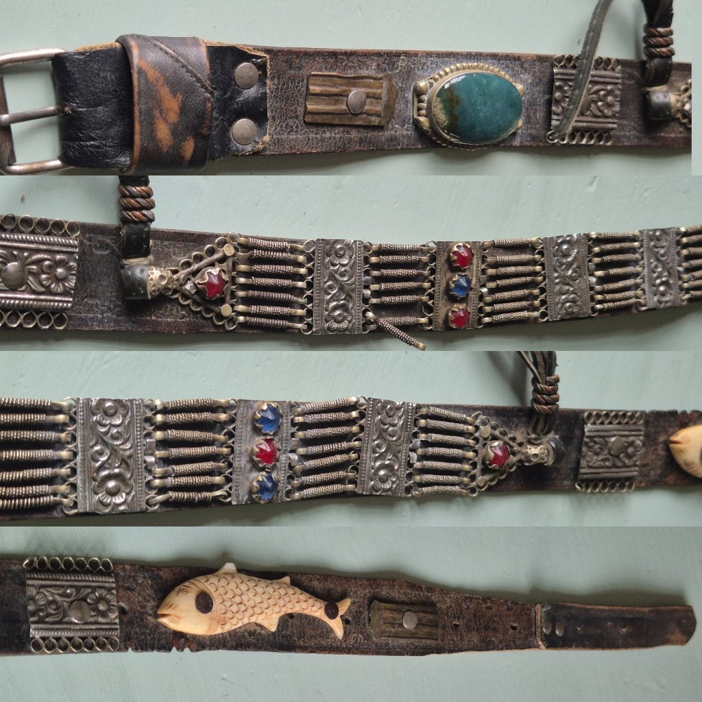 Vintage riem met verzilverde elementen, Noord west Afrika, Verzenden, Overige materialen, Armband