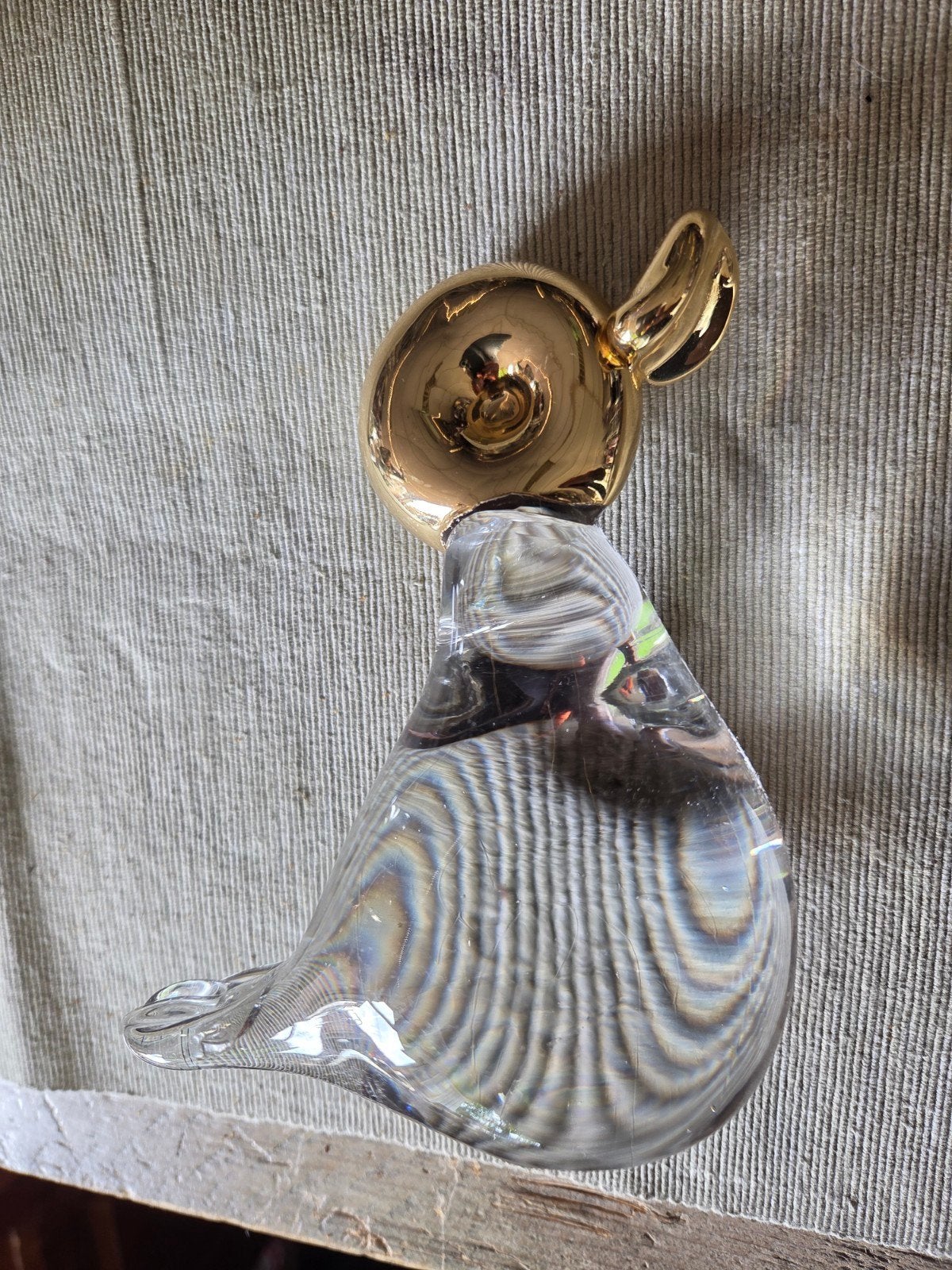 Glazen eend met gouden kop - Decoratief object, Antiek en Kunst, Ophalen of Verzenden