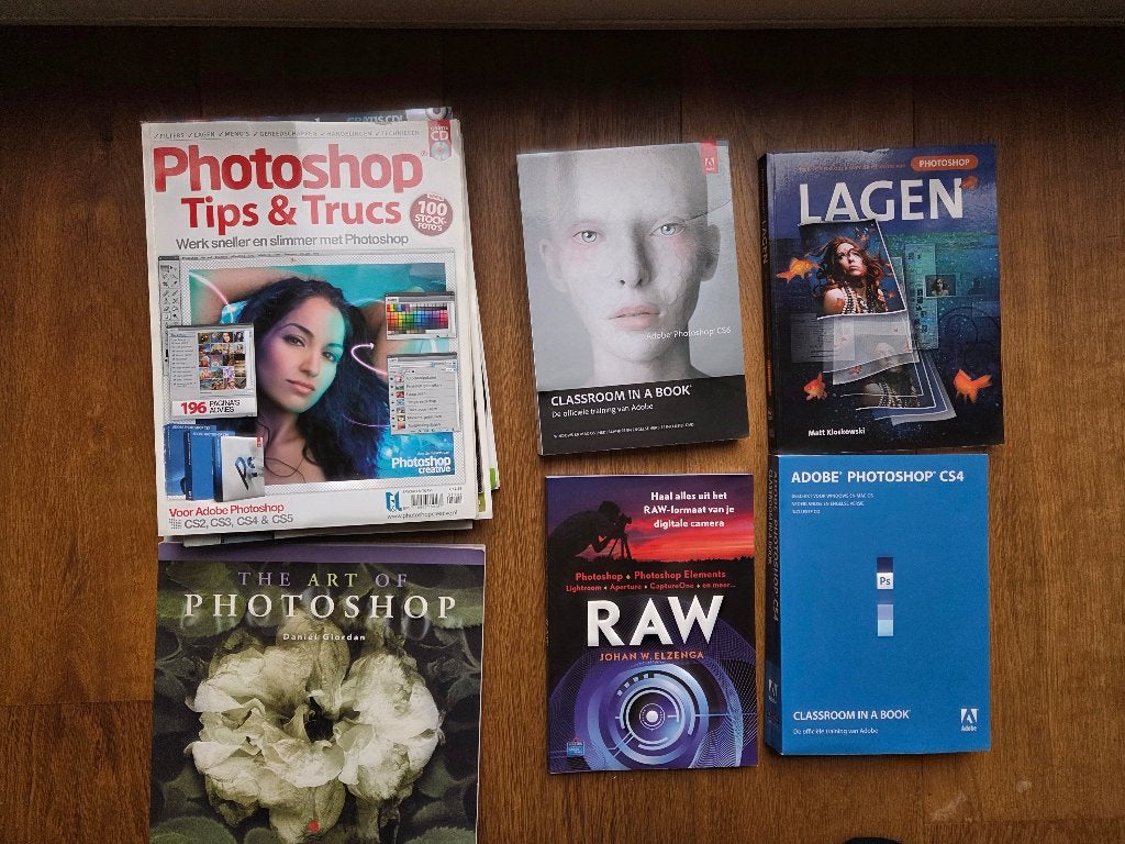 5x boek fotografie Photoshop -Lagen-RAW- Adobe +8x magazine, Ophalen of Verzenden, Zo goed als nieuw, Fotografie algemeen