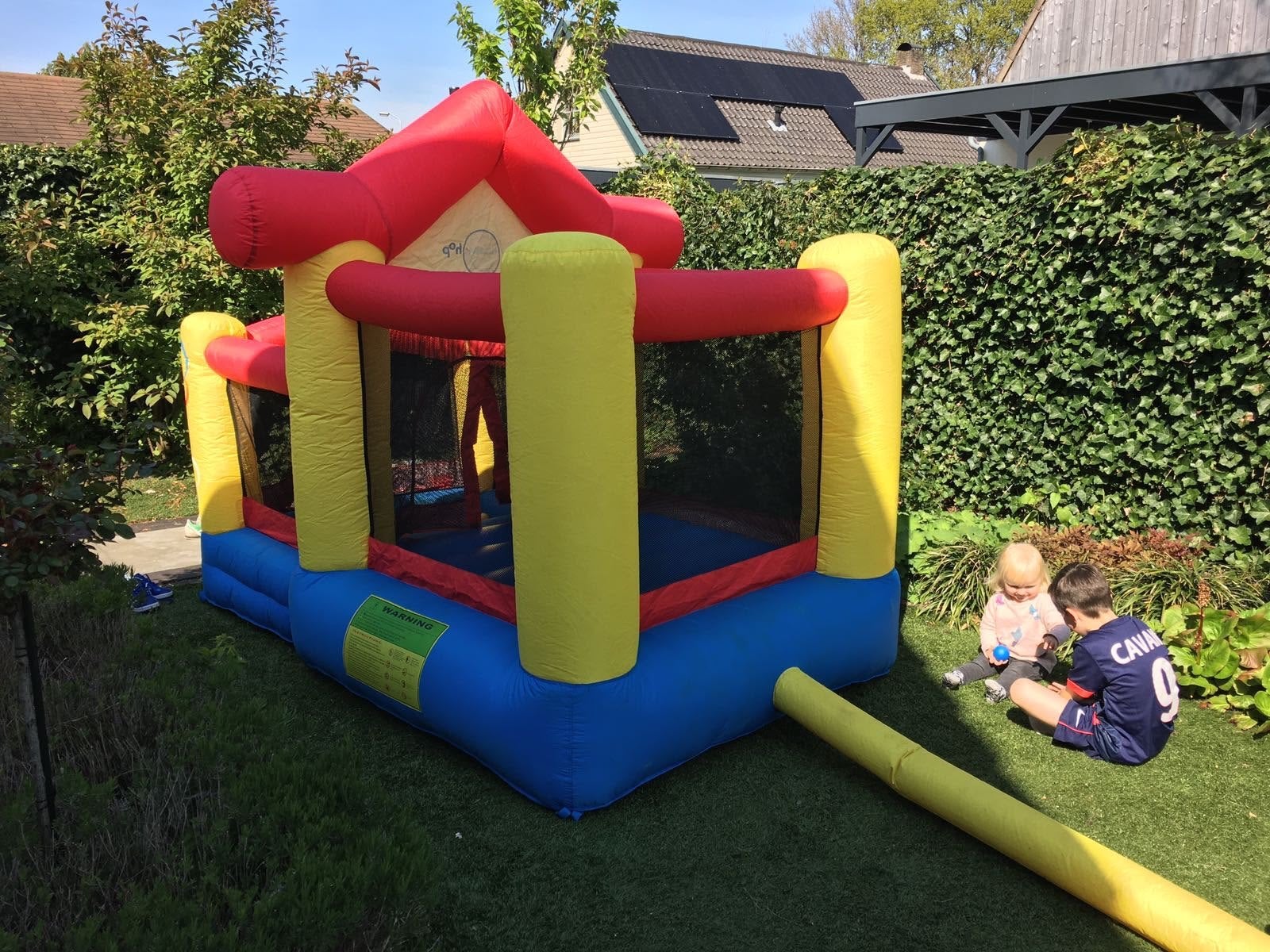 Opblaasbaar springkussen kasteel met ballenbak en blower, Ophalen of Verzenden, Gebruikt