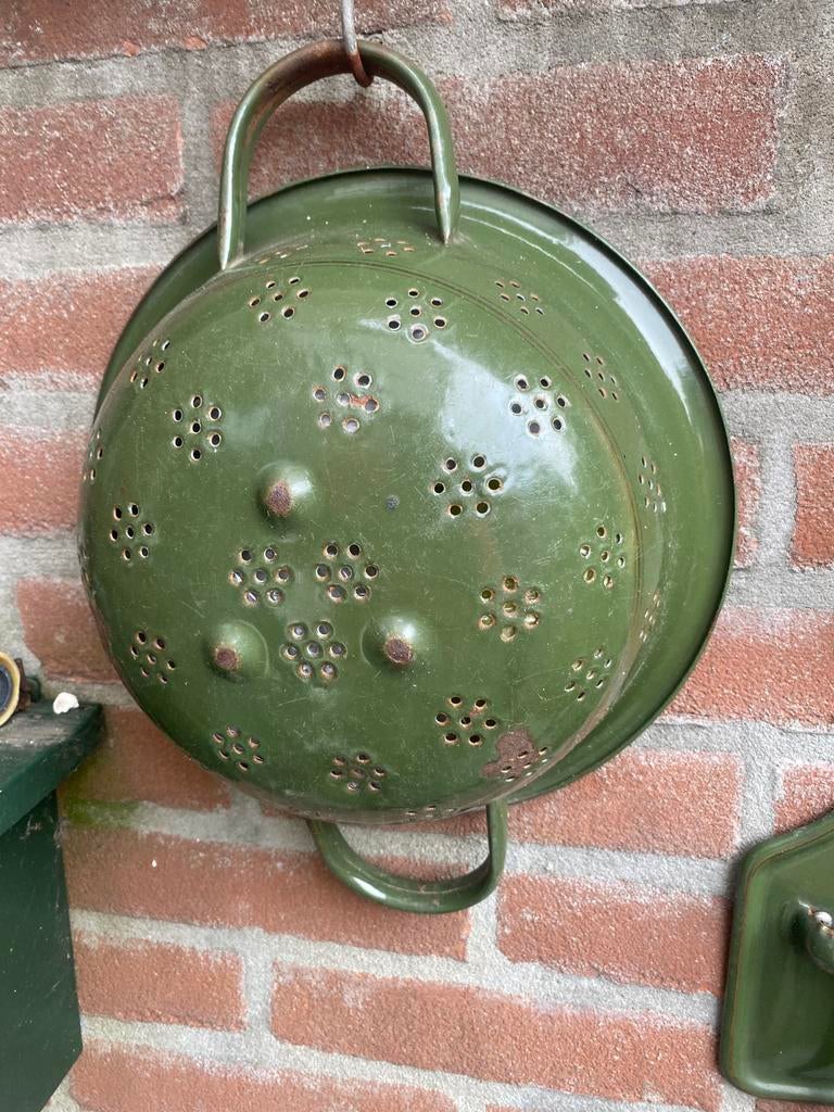 Emaille vergiet brocante en eventueel lepel rek, Antiek en Kunst, Antiek | Emaille, Ophalen