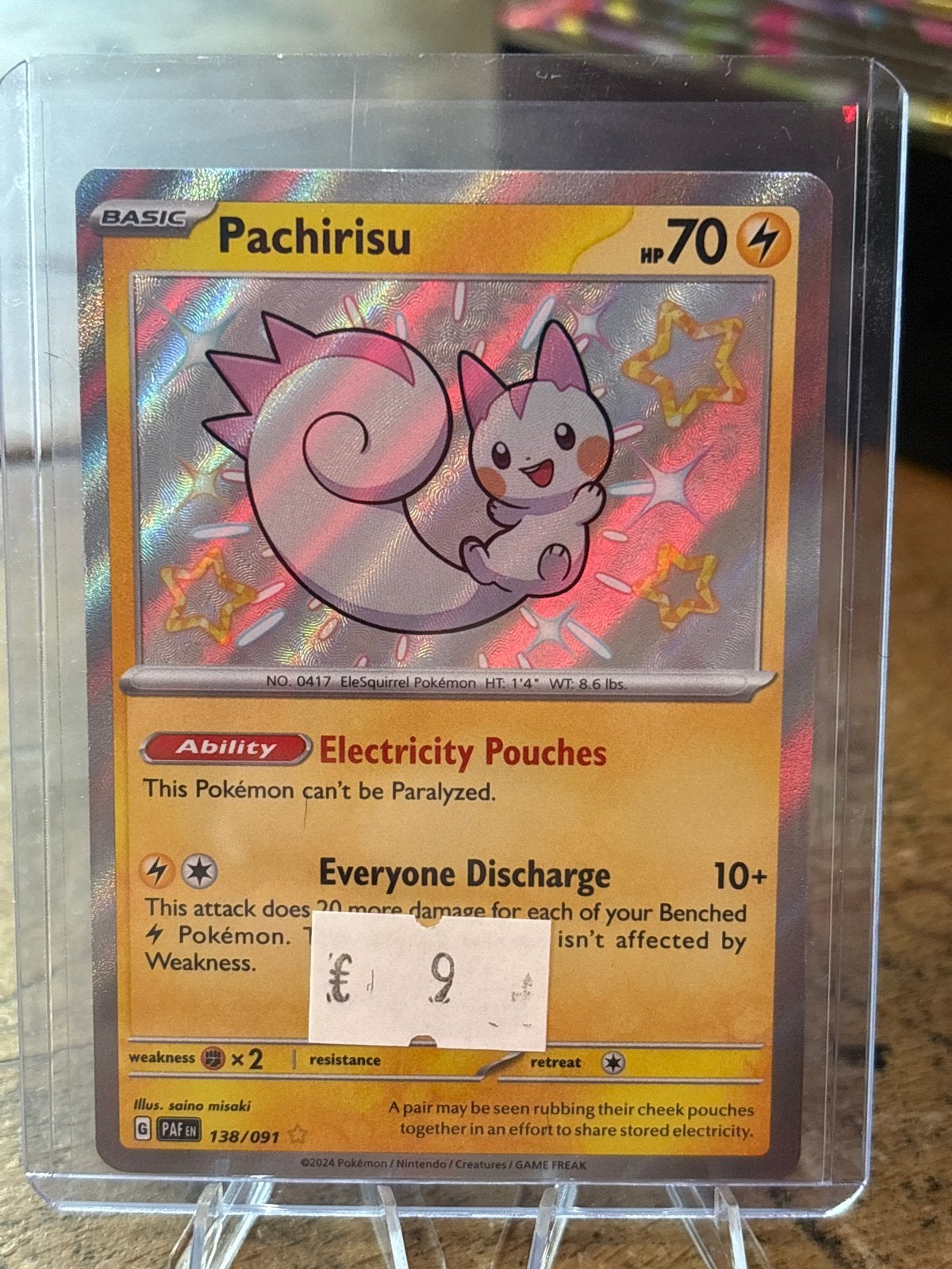 Pachirisu Pokémon kaart - Glanzend en in topconditie, Ophalen of Verzenden, Zo goed als nieuw, Losse kaart, Foil