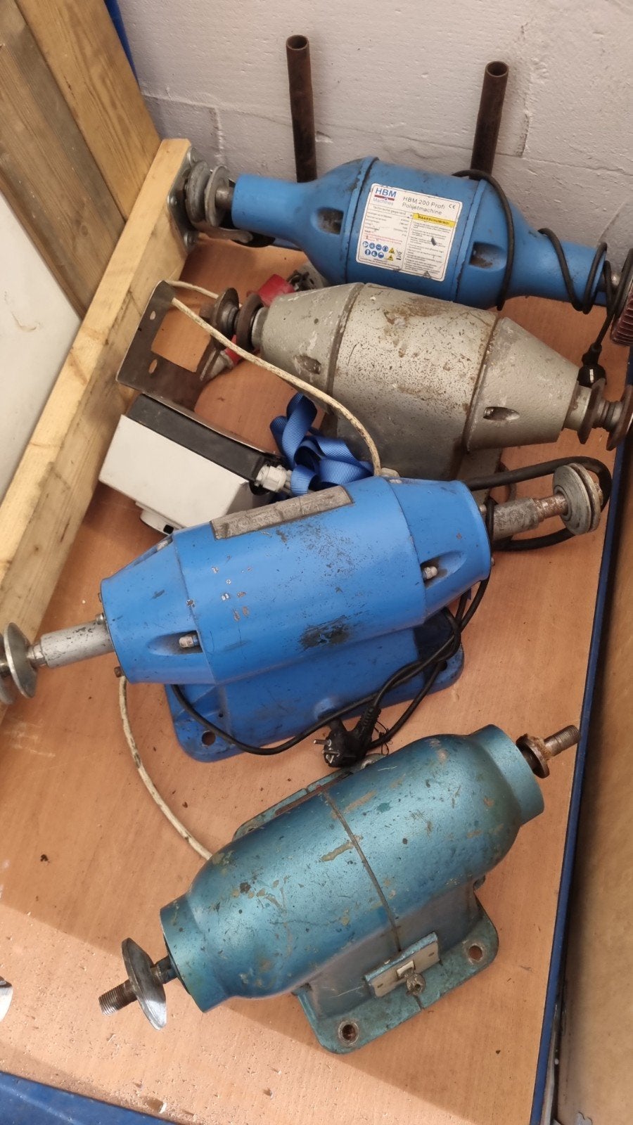 HBM Profi Polijstmachine 250mm Polijstwiel (4 stuks), Ophalen, Gebruikt, Werkbankslijpmachine