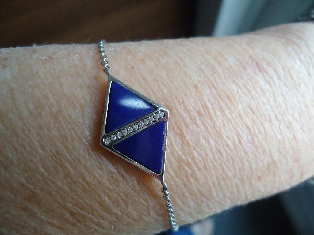 zeer mooi fijn echt zilveren armbandje met blauwe steen 925, Met kristal, Ophalen of Verzenden, Zo goed als nieuw, Zilver