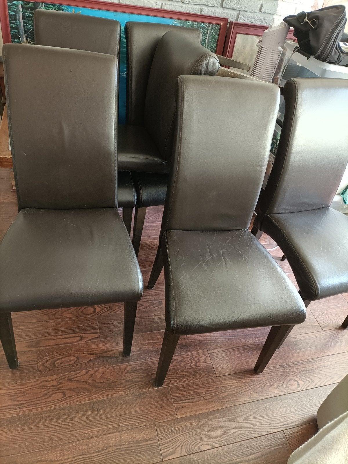 6 eetkamerstoelen, Ophalen, Gebruikt, Bruin, Hout