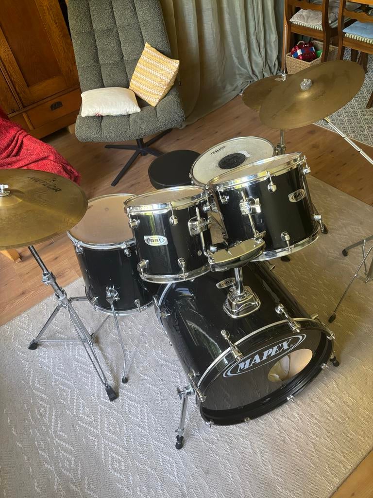 Mapex drumstel met bekkens en kruk, Ophalen, Gebruikt, Overige merken