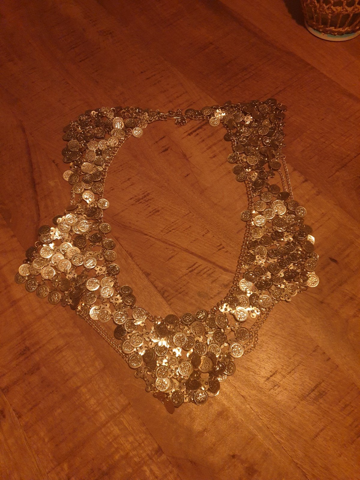 Gouden buikketting met muntjes, Sieraden, Tassen en Uiterlijk, Enkelbandjes en Enkelkettinkjes, Ophalen of Verzenden, Zo goed als nieuw