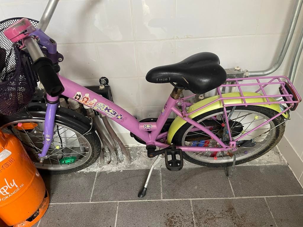 K3 kinderfiets - Roze meisjesfiets met mandje, Ophalen of Verzenden, Gebruikt, Terugtraprem, 16 tot 20 inch