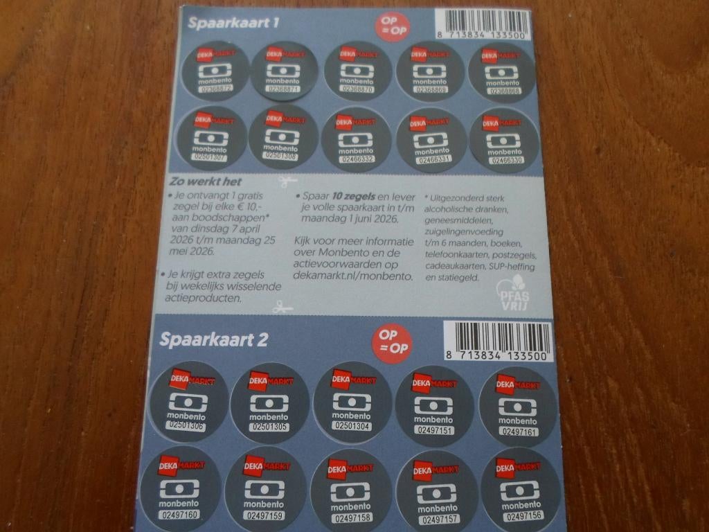 Deka    spaarkaarten    2   voor    5   euro., Dekamarkt, Ophalen of Verzenden