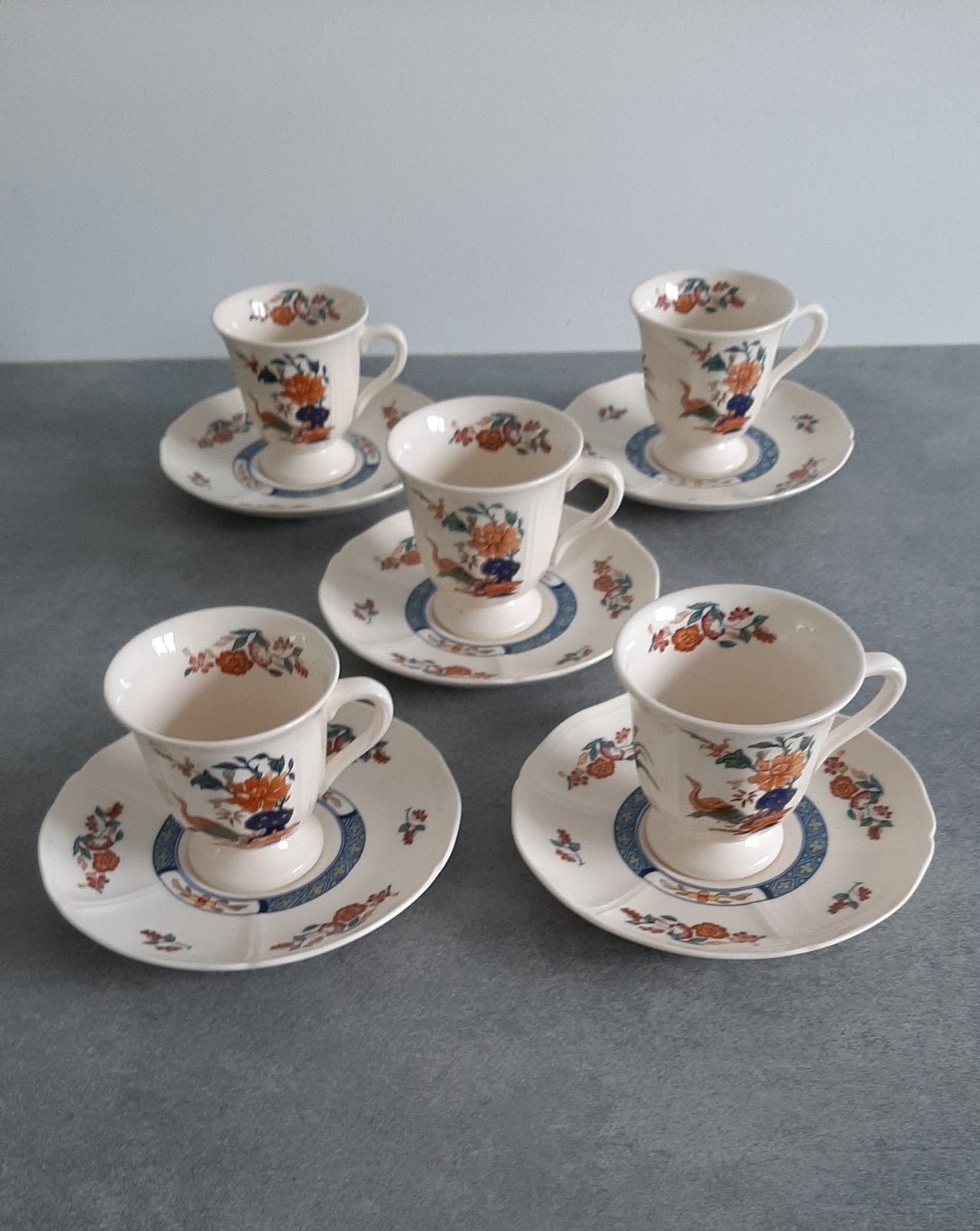 Wedgwood of etruria chinese teal kopjes en schotels china, Ophalen of Verzenden