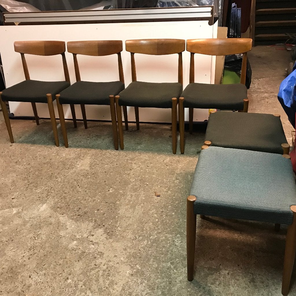 4 Bovenkamp stoelen 2 kruk model 343 Knud Faerch 1960, Ophalen, Gebruikt, Nvt, Nvt