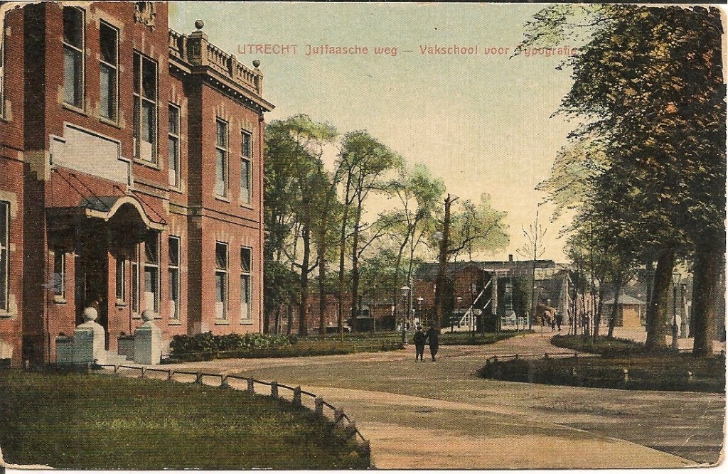 kaart Utrecht, Jutfaasche weg - Vakschool voor typografie, Ophalen of Verzenden, Voor 1920, Ongelopen, Utrecht