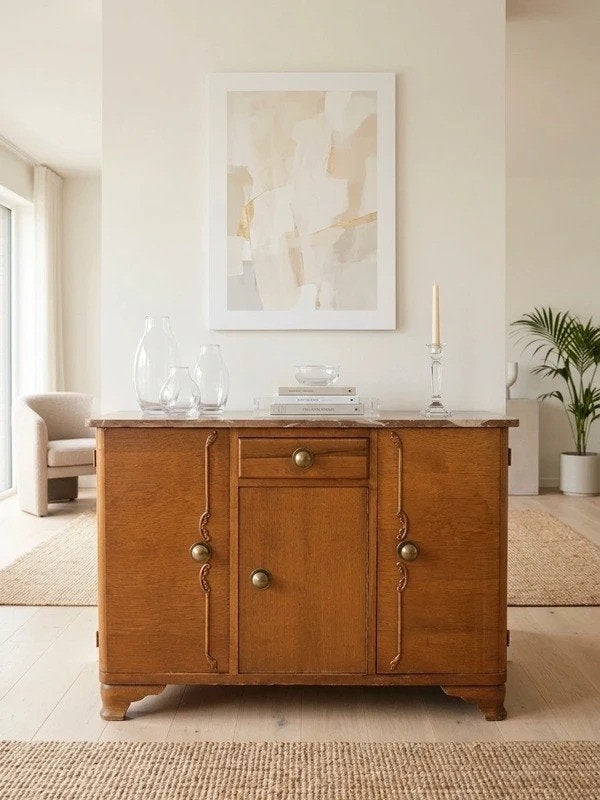 Prachtig vintage dressoir/dressoir met marmeren blad, Ophalen