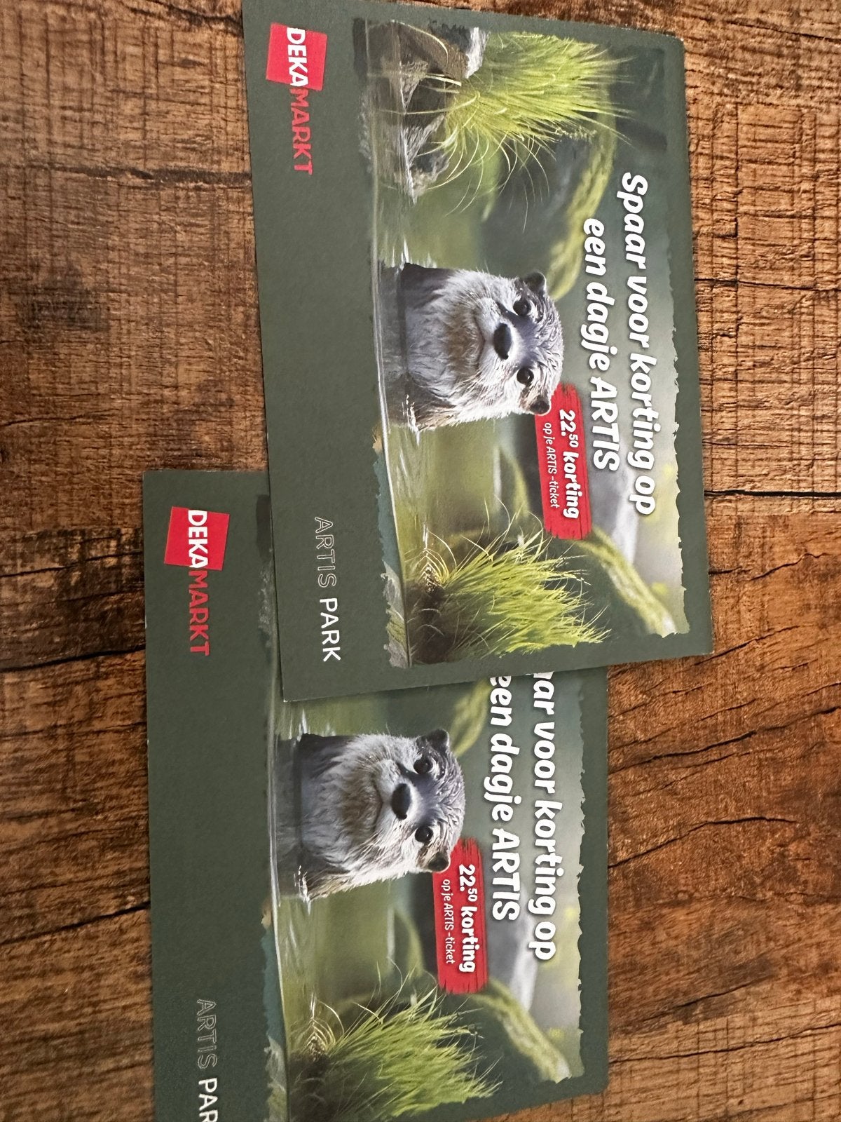 Twee Artis toegangskaarten. Let op: 1 vol en 1 half vol, Tickets en Kaartjes, Twee personen, Ticket of Toegangskaart