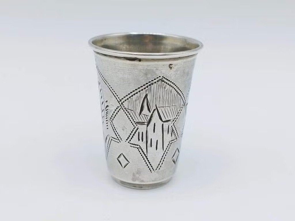 Zilveren kiddush cup, I.Y. Zakhoder, Berdichev, ca. 1900, Verzenden, Zilver
