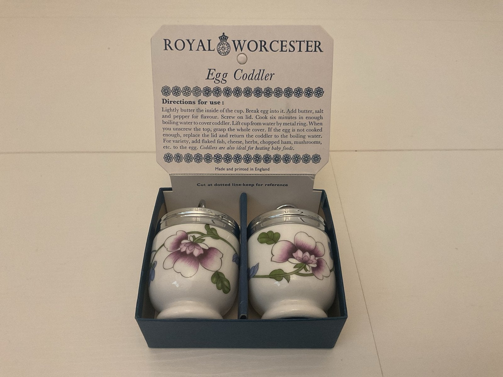 Set van 2 Royal Worcester Egg Codlers - Bloemmotief, Ophalen of Verzenden
