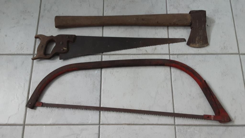 VINTAGE,BOOMZAAG 80 CM, HANDZAAG 70 CM, BIJL IS VERKOCHT!, Ophalen of Verzenden, Gebruikt