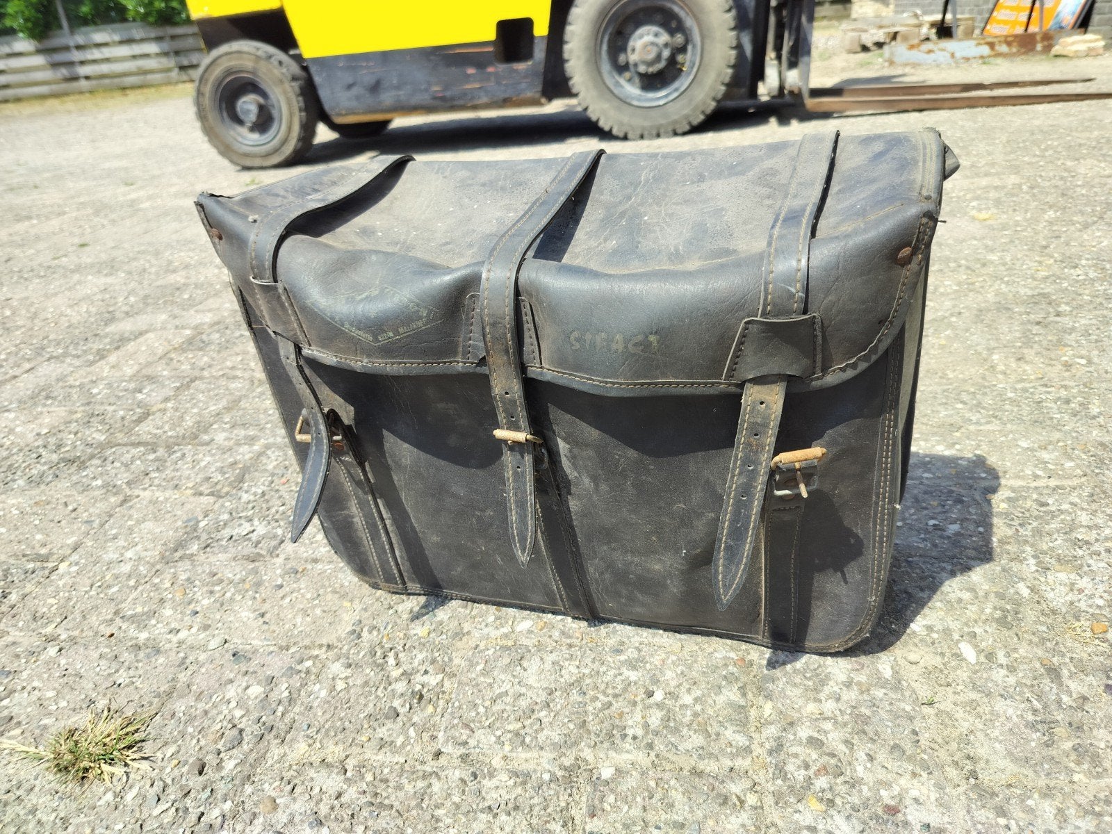 Retro leren moter tas zelfbouw chopper cm leren motertas, Ophalen
