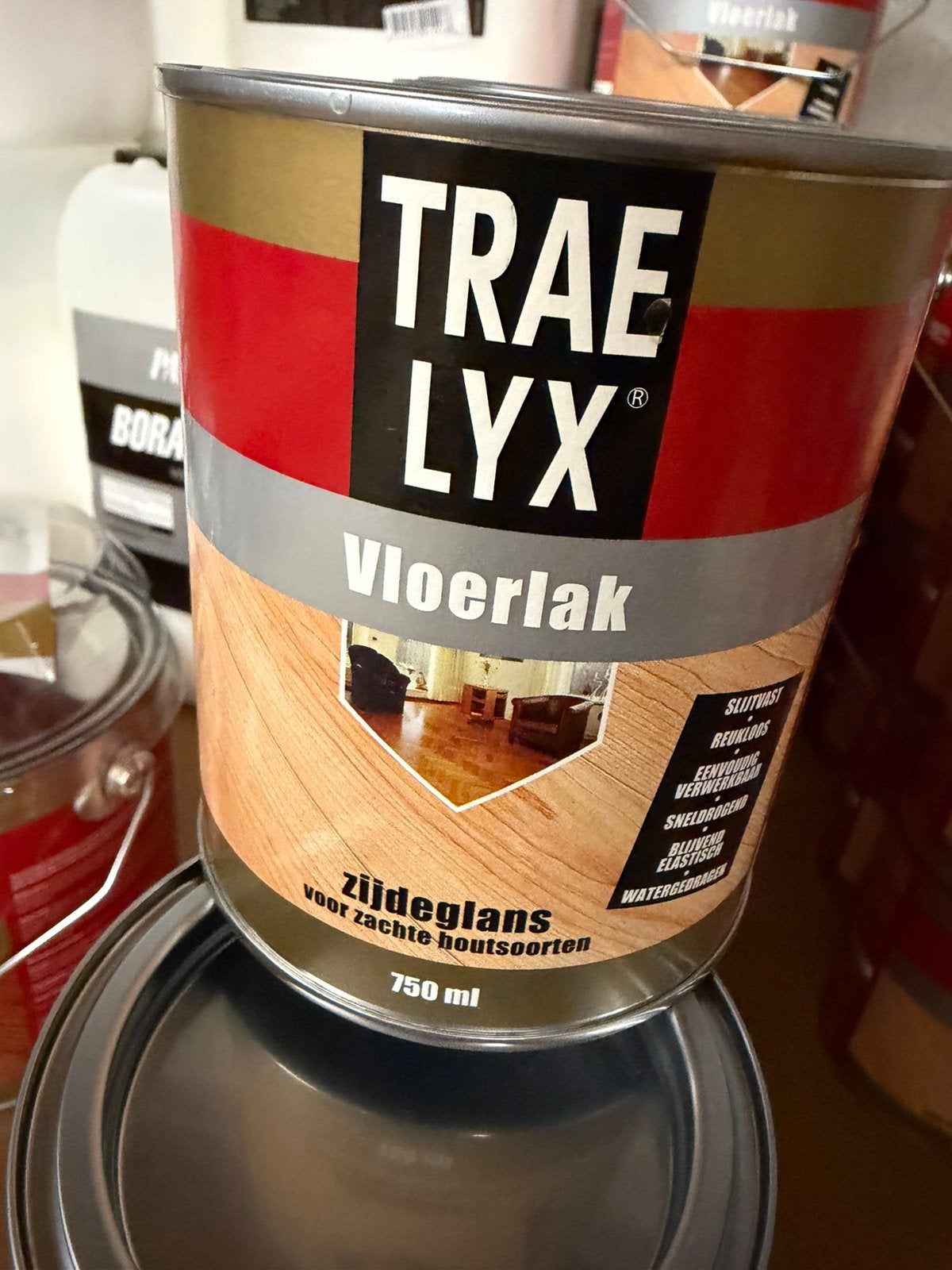 Trae Lyx kleurloze vloerlak mat en zijdeglans 0,75l en 2,5l, Ophalen of Verzenden, Nieuw, Wit, Lak