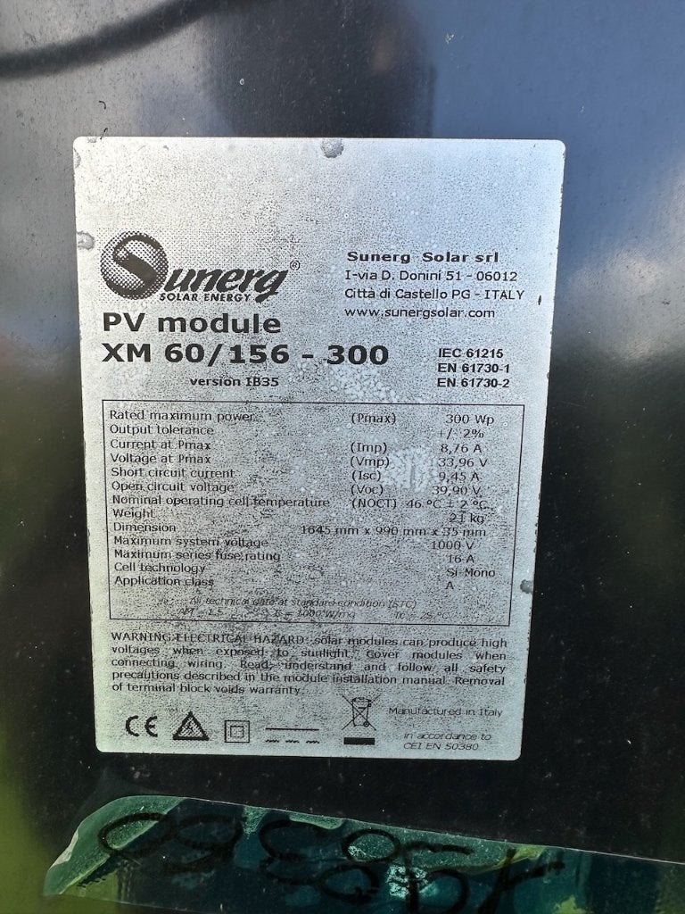 20 Sunerg zonnepanelen 300 Wp all black – 6.000 Wp, Ophalen, Gebruikt, Paneel, 200 wattpiek of meer