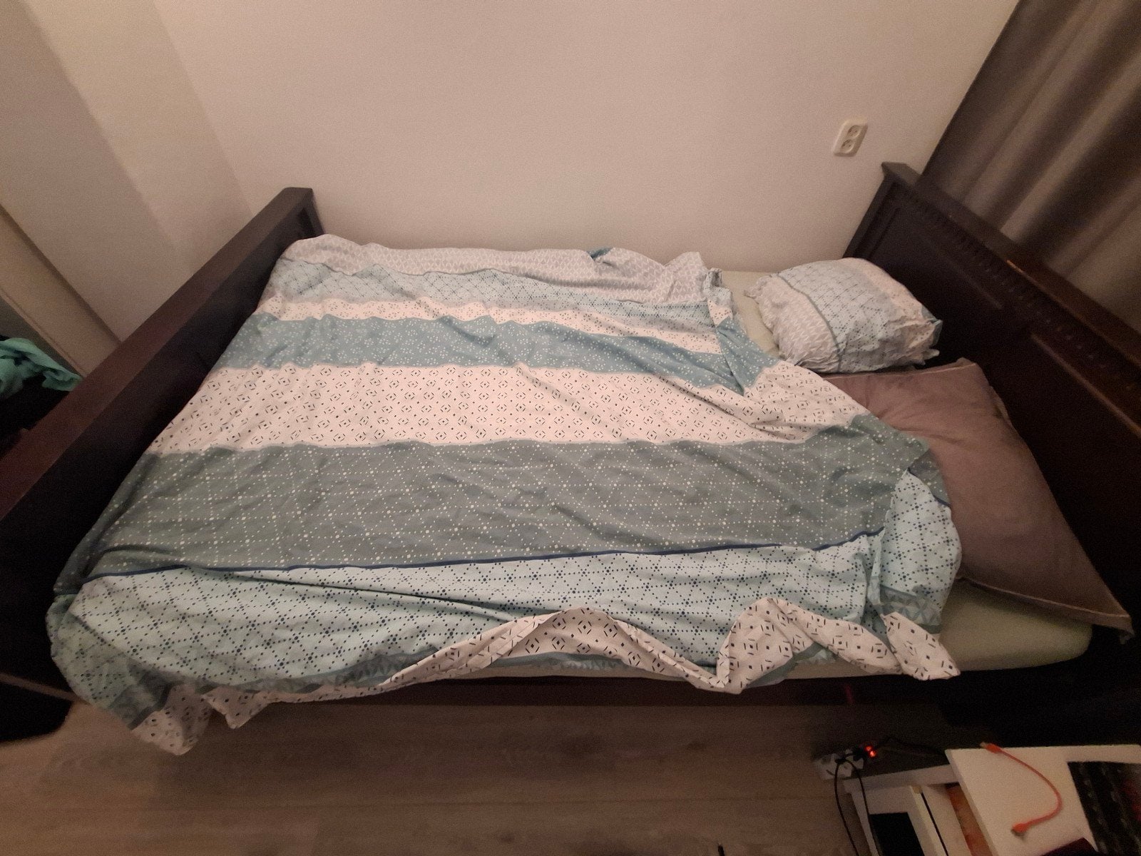 Tweepersoonsbed 160x220 cm, Huis en Inrichting, Ophalen, Gebruikt, Bruin, Tweepersoons