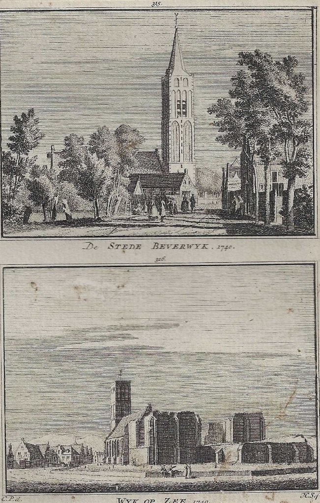 De Stede Beverwijk. 1740 - Wijk op Zee. 1740 Spilman Kopergr, Stadsgezicht, Ophalen of Verzenden, 15 cm, 10 cm