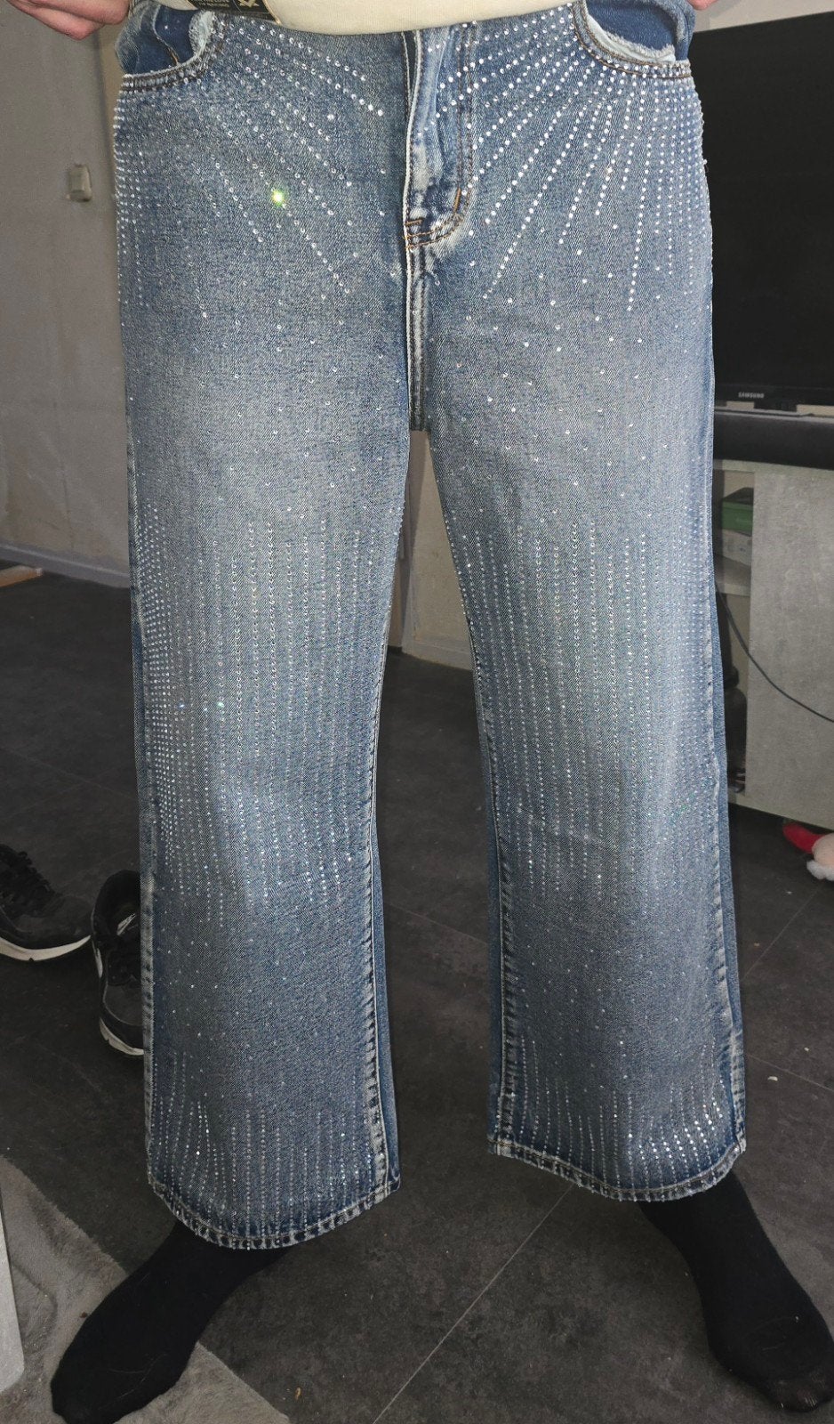 Glitter heren spijker broek maat l, Ophalen, Blauw, Zo goed als nieuw, Shein